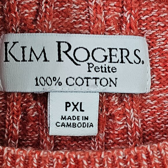 Kim Rogers Petite PXL Red Cable Knit Sweater 100% Cotton《877》J - Picture 3 of 4